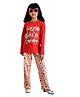 Clothe Funn Knit Full Sleeves Sweet Like A Candy Text Printed Tee & Pajama Pant Set - Red & Peach