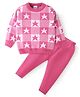 Babyhug Knit Full Sleeves Sweater Set With Star Design - Pink