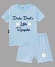The Peppy Tend Cotton Half Sleeves Dada Dadis Little Rasgulla Text Printed Tee & Shorts Set - Blue