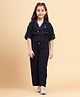 Little Marine Three Fourth Sleeves Ribbed Jumpsuit - Navy Blue