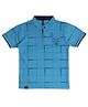 Earth Conscious Pure Cotton Half Sleeves Checked Tee - Blue