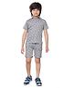 Earth Conscious 100% Cotton Knit Half Sleeves Cycle Pinted Shirt With Coordinating Shorts Set - Grey