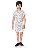 Earth Conscious 100% Cotton Half Sleeves Animals Printed Tee With Coordinating Shorts Set - Off White