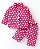 Kanvin Supersoft Extra Warm Velour Full Sleeves Winter Night Suit With Polka Dots Print - Fuchsia