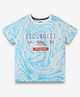 Ed-a-Mamma Cotton Half Sleeves Abstract Printed Tee - Blue