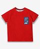 Ed-a-Mamma Half Sleeves Placement Patch Detailed Tee - Red