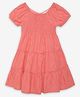 Ed-a-Mamma Cotton Half Sleeves Smoked Detailed Dress - Peach