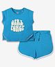 Ed-a-Mamma Cotton Short Sleeves Girl Power Text Printed Tee & Shorts Set - Blue