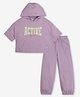 Ed-a-Mamma Cotton Half Sleeves Active Text Printed Hooded Tee & Pant - Purple