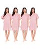 Piu Cotton Woven Pack Of 4 Half Sleeves Checked Hospital Patient Night Dress - Red