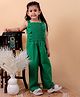 Junitos Pure Cotton Sleeveless Frill Detailed Smocked Jumpsuit - Green