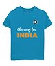 Zeezeezoo Half Sleeves Cricket Theme  Cheering For India Text Printed Tee - Blue