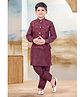 Pehanaava Full Sleeves Solid Kurta & Pyjama Set With Sequins Embellished Jacket - Maroon