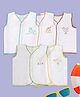 Baby Moo 100% Cotton Pack Of 5 Sleeveless Animals & Birds Embroidered Jhablas - White