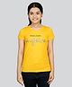 3PIN Cotton Jersey Half Sleeves Dream Create Inspire Text Printed Top - Mustard