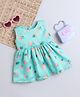 Many Frocks & Sleeveless Plants Printed Dress - Torquoise