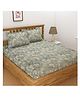 Florida Floral Bedsheet for Single Bed with 1 Pillow Cover  - Grey-