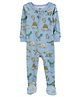 Carter's Knit Full Sleeves Sleep Suit With Dino Print - Light Blue