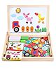 NEGOCIO Wooden Toy Magnetic Dry Erase Board Puzzles 100 Pieces Games, Satu Brown Double Face Jigsaw& Drawing Easel Chalkboard Popular Educational Learning Toys - PACK OF 1 - COLOR MAY VARY