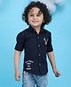Polka Tots Full Sleeves Honks Printed Shirt - Navy Blue