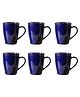 Femora Blue Set Of 6 Gold Series Ceramic Coffee Mug - 360 ml