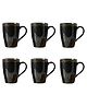 Femora Black Set Of 6 Gold Series Ceramic Coffee Mug - 360 ml