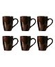 Femora Brown Set Of 6 Gold Series Ceramic Coffee Mug - 360 ml