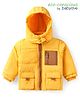 Babyoye Woven Full Sleeves Solid Color Padded Hooded Jacket - Yellow
