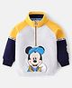 Babyhug Disney Cotton Knit Full Raglan Sleeves High Neck Sweatshirt With Mickey Mouse Graphics - Grey