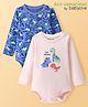 Babyoye 100% Cotton Knit with Eco Jiva Finish Full Sleeves Onesies with Dino Print Pack of 2 - Multicolour