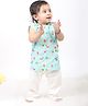 Polka Tots Cotton Sleeveless Juices Printed Jhabla & Pant Set - Blue