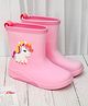 Yellow Bee Unicorn Detailed Rain Boots - Pink