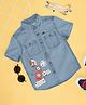 Pantaloons Junior Half Sleeves Travel Theme Printed Denim Style Shirt - Clear Sky