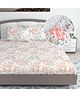 Divine Casa 144 TC Cotton Floral Peach King Size Double Bed Elastic Fitted Bedsheet with 2 Pillow Cover , Galaxy Peach)