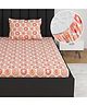 Divine Casa 144 TC 100% Cotton Floral Peach Ultrasoft Bedsheet for Single Bed Elastic Fitted - 198 x 90 CM