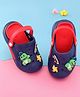 Oh! Pair Back Strap Closure Clog With Text & Crocodile Applique - Navy Blue