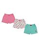 Clothe Funn Pack Of 3 Polka Dots & Food Items Printed Shorts - White Pink & Mint