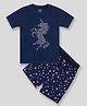 Unicorns Cotton Half Sleeves Starry Unicorns Printed Co Ord Set - Navy Blue