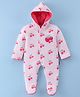 Child World Cotton Knit Full Sleeves Hooded Sleep Suit with Fruit Print -  - Pink