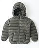 Little Kangaroos Full Sleeves Padded & Hooded Jacket with Pocket Solid Colour - Olive