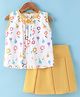 Enfance Core Sleevelees Floral Printed Top With Skirt - Yellow