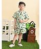Superminis Pure Cotton Half Sleeves Vehicles Printed Co Ord Set - Parrot Green