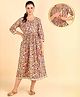 Zelena Cotton  Three Fourth Sleeves  Floral Printed A Line Maternity Feeding Kurta With  Concealed Zipper Nursing Access - Multicolor