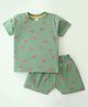 Evimo Single Jersey Knit Half Sleeves T-Shirt & Shorts Set With Tractors Print - Green