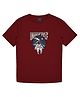 CAVIO Cotton Lycra Half Sleeves Astronaut Printed Tee - Maroon