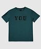 CAVIO Half Sleeves You Were Born To Stand Out Text Printed Tee - Turquoise Blue