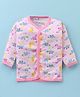 Child World Interlock Knit Full Sleeves Front Open Vests Dino Print- Pink