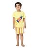 Plan B Cotton Knit Half Sleeves Rocket Printed Shorts & Tee Nightsuit - Yellow
