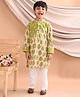 Kinder Kids Full Sleeves Floral Printed Kurta With Pajama Set - Green