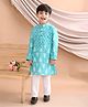 Kinder Kids Full Sleeves Ethnic Motif Designed Kurta With Pajama Set - Blue